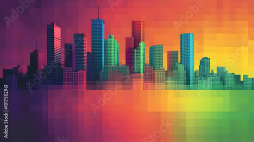 Pixelated City Skyline.