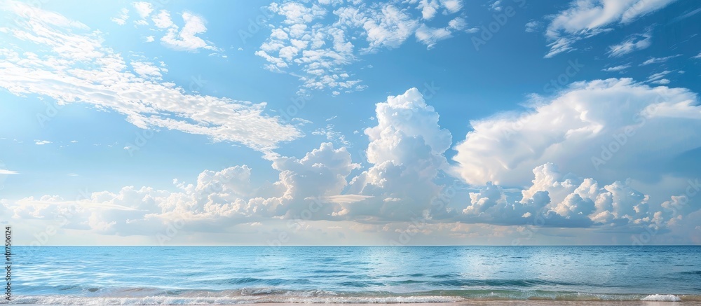 Cloudy Sky Over Beach With Ocean View Cloudy Sky Over Beach With Ocean View