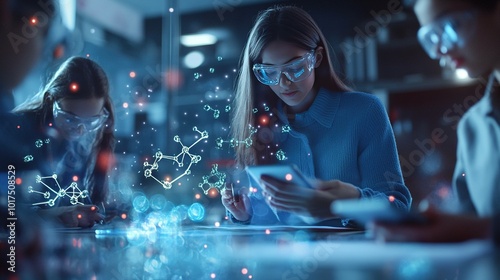 a girl working in the lab UHD wallpaper