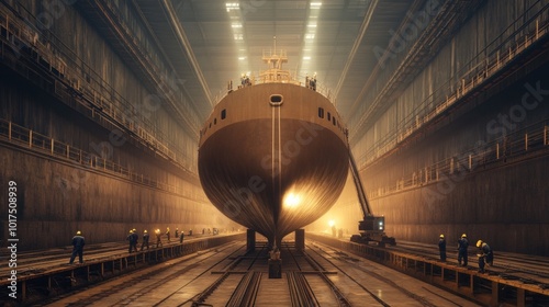 Shipbuilding Process A Glance at the Construction of a Modern Vessel in a Dry Dock photo