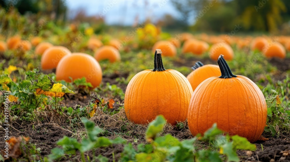 Pumpkin Patch Fresh Pumpkins on Farm Field Pumpkin Patch Fresh Pumpkins on Farm Field