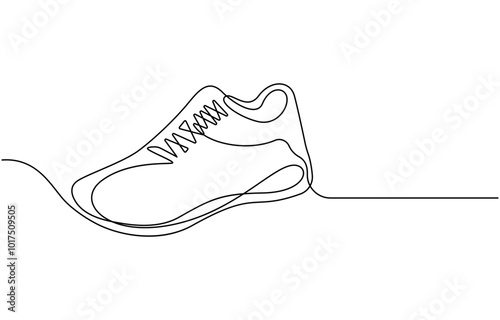 Sport Sneaker shoes in continuous line art drawing style, sneakers are drawn with one line. Sports shoes in a linear style. continuous one line. Vector illustration, Shoe Continuous Line Icon