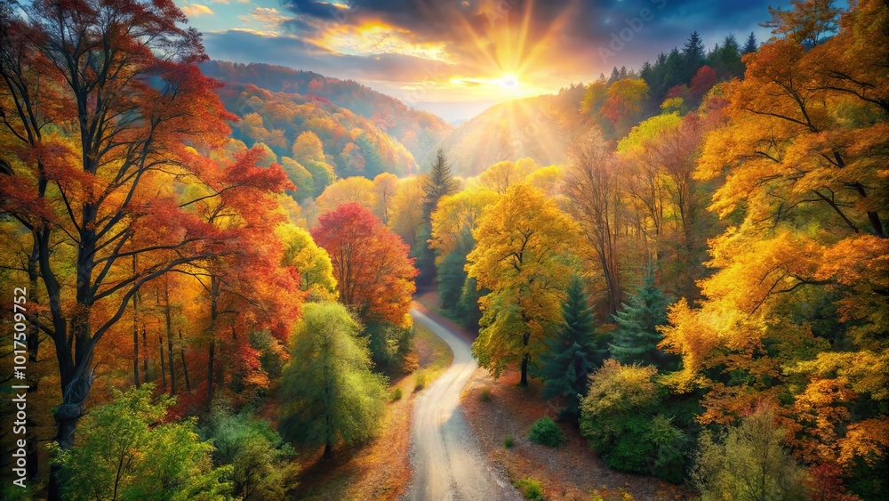Enchanting autumn forest trail bathed in soft, dreamy light, offering stunning nature photography that captures the tranquil beauty of the changing Enchanting autumn forest trail bathed in soft, dreamy light, offering stunning nature photography that captures the tranquil beauty of the changing