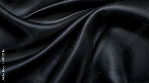 Black Satin Fabric Drape Texture