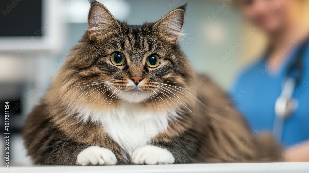 Naklejka premium Cat at the vets appointment Vertical photography