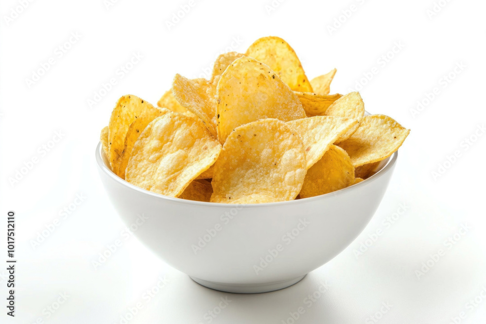 Bowl of potato chips on a wooden table, with a blurred background of a cozy living room setting.