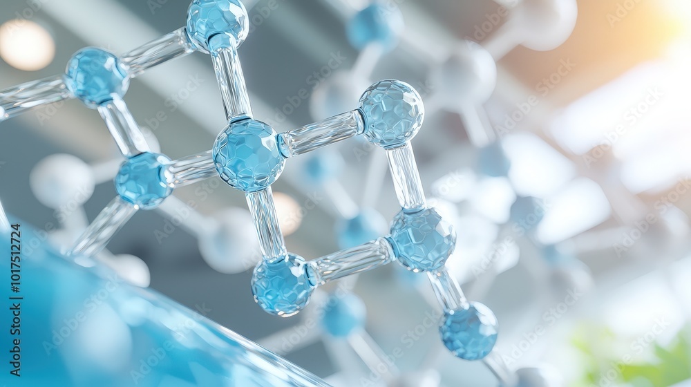 Abstract Molecular Structure Science Concept Blue Glass Spheres 3D Illustration Abstract Molecular Structure Science Concept Blue Glass Spheres 3D Illustration