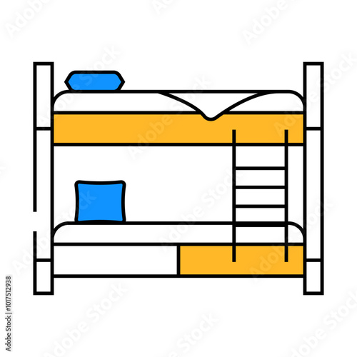 bunk bed kid bedroom line icon vector. bunk bed kid bedroom sign. isolated symbol illustration