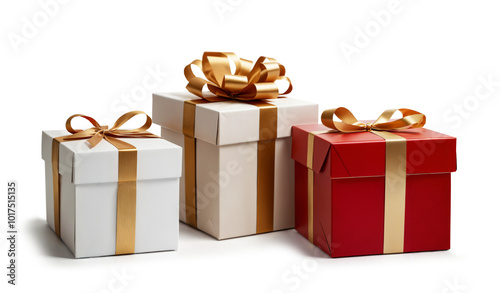 festive Christmas gifts, presents boxes in a row 3d
