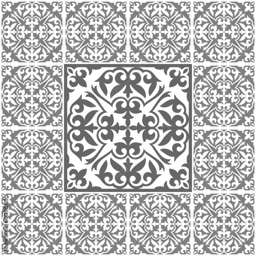 Geometric Moroccan Seamless Pattern Arabesque. Moroccan azulejo pattern, majolica tile,Talavera, Damask. Portuguese azulejo tile pattern floral ornament, patchwork, Design Mediterranean ceramic