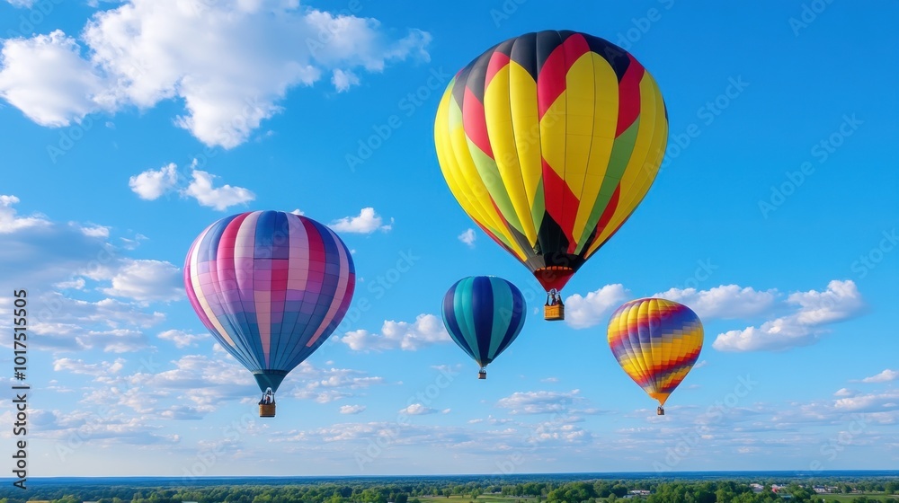 Fototapeta premium Colorful Hot Air Balloons in a Blue Sky