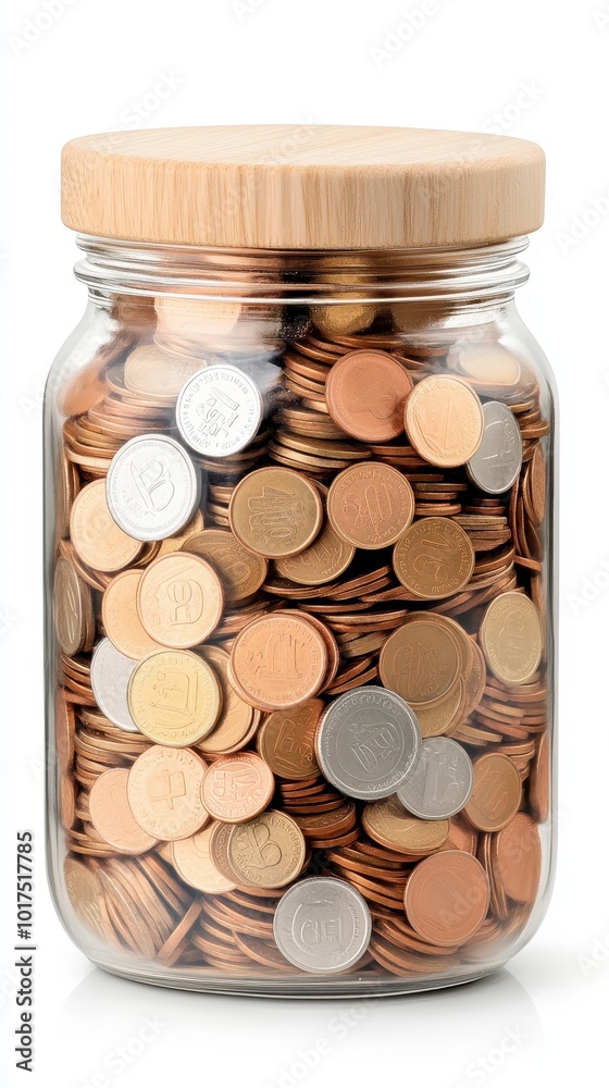 Jar filled with assorted coins Jar filled with assorted coins