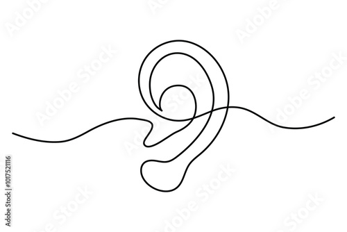 Minimalist one line drawing of a human ear a contemporary artistic interpretation of human anatomy