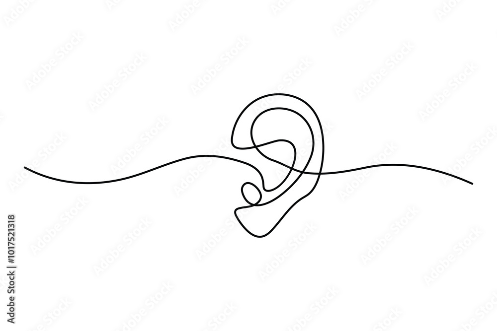 Fototapeta premium Minimalist one line drawing of a human ear a contemporary artistic interpretation of human anatomy