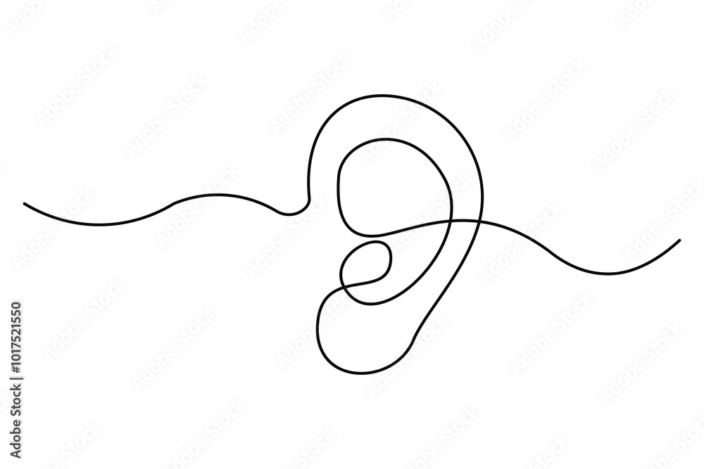 Continuous one-line human ear outline minimalist vector art
Continuous one-line human ear outline minimalist vector art