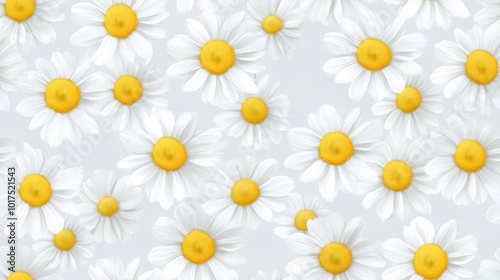 Delicate Watercolor Daisy Pattern on Light Gray Background