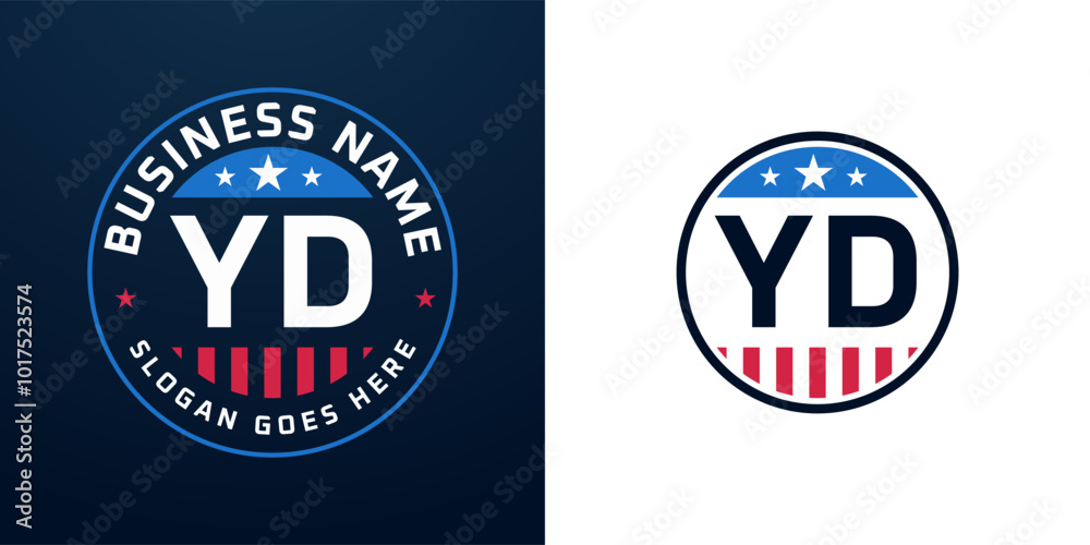 Patriotic YD Logo Design. Letter YD Logo with American Flag and Star, Patriotic Design Patriotic YD Logo Design. Letter YD Logo with American Flag and Star, Patriotic Design