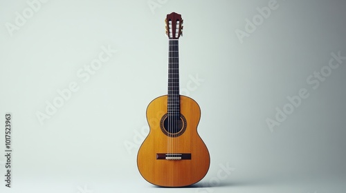 Cinematic National Geographic Style Product Photography of Isolated Acoustic Guitar on White Background