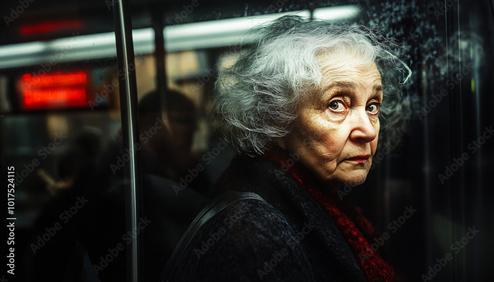 Fototapeta premium Daily commute: Capturing emotions and expressions during public transportation journeys