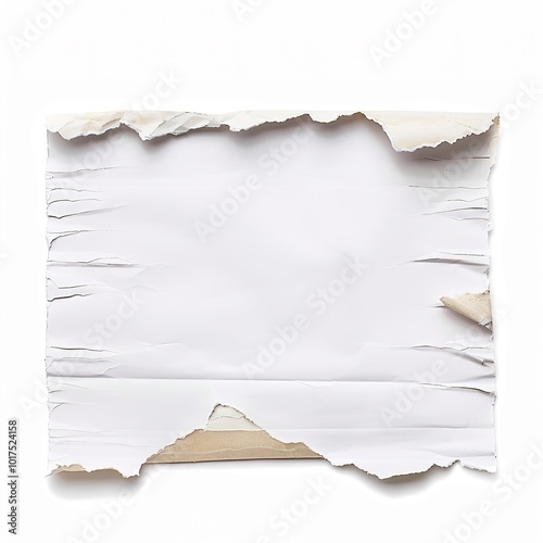 white paper ripped message torn isolated on white  photo