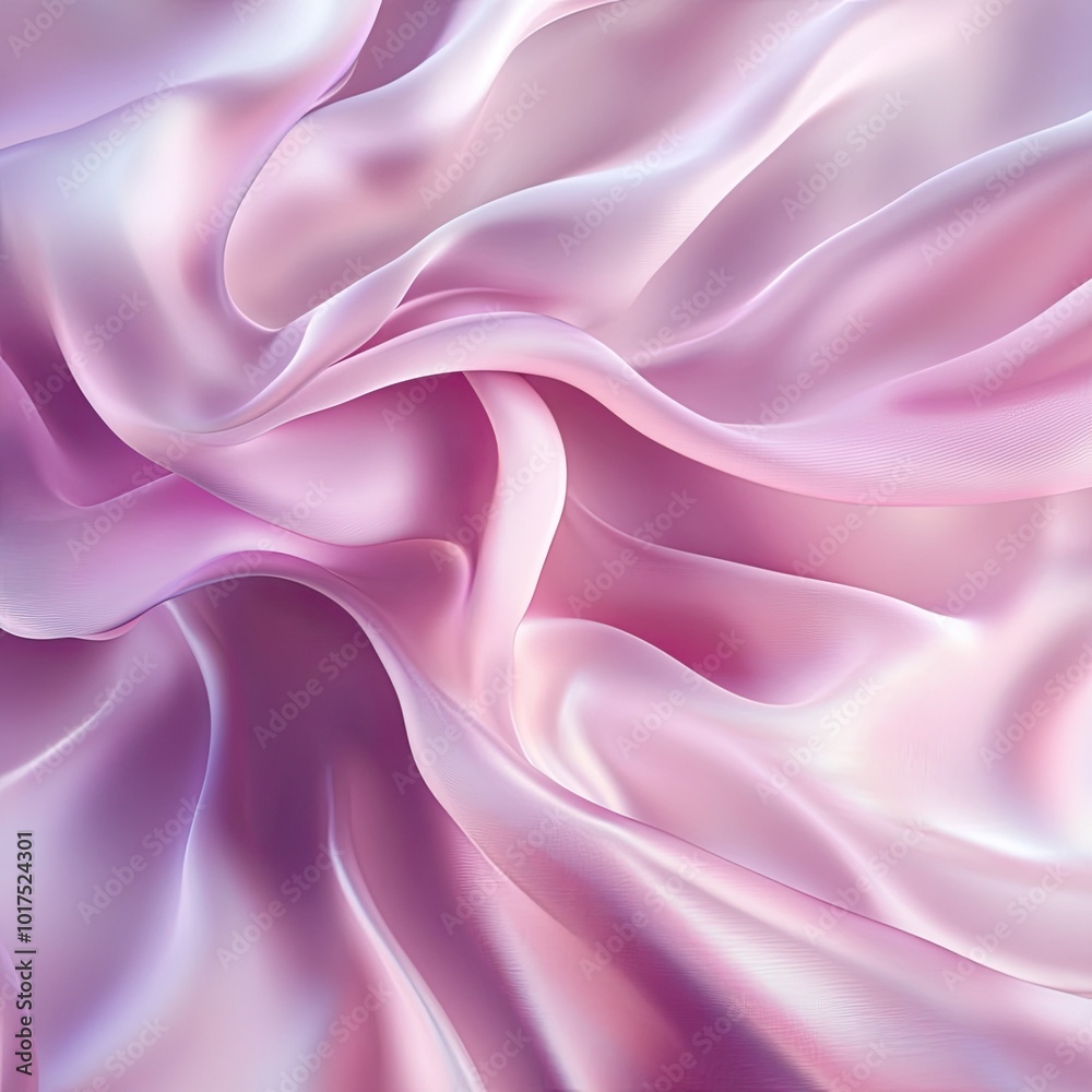 Fototapeta premium Soft pink silk fabric with gentle waves, creating an elegant and luxurious texture for backgrounds or design purposes.