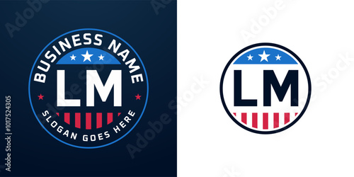 Patriotic LM Logo Design. Letter LM Logo with American Flag and Star, Patriotic Design