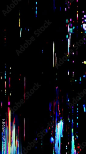 Vertical digital glitch effect, background. 4K