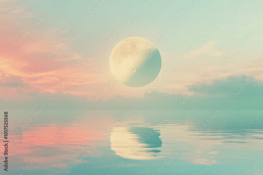 The moon during an eclipse, floating above calm water The moon during an eclipse, floating above calm water