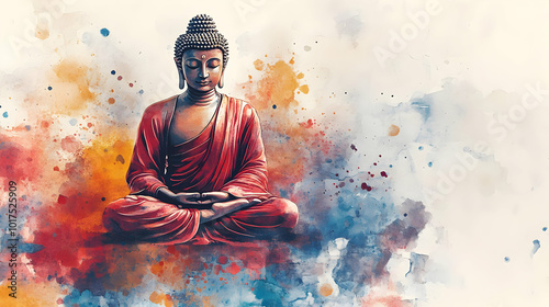 Wallpaper Mural Buddha Watercolor Painting. Torontodigital.ca