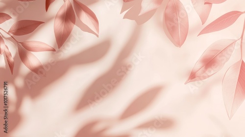 Pink Shadow Background Overlay Leaf Abstract Template Product Light Spring Summer Wall Floor Mockup Cosmetic Beauty 3d blur Flower Beige Cream Peach Color Backdrop Premium Luxury Frame Pattern Pastel
