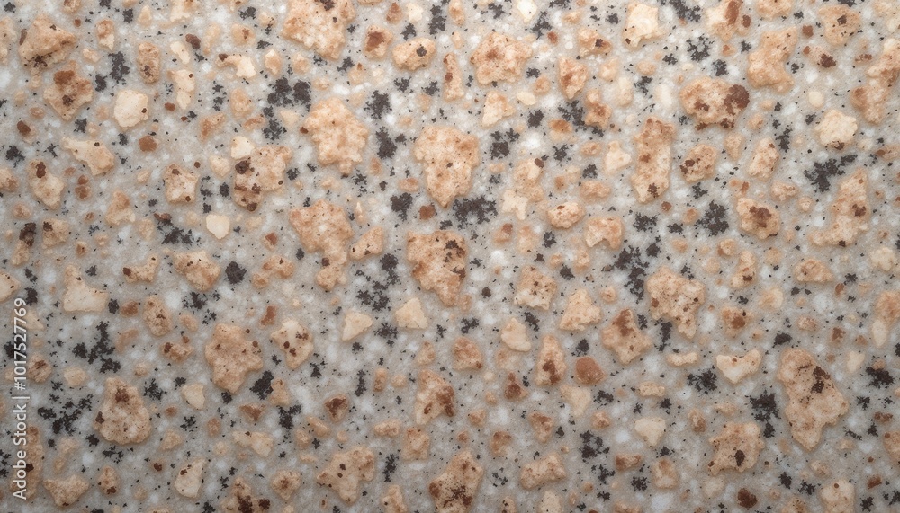 Textured surface of granite with coarse granules in beige and gray tones for construction and design applications Textured surface of granite with coarse granules in beige and gray tones for construction and design applications