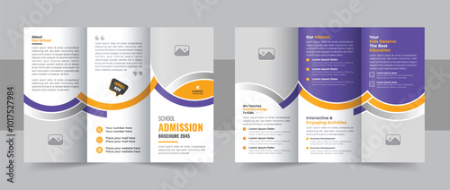 Modern school admission trifold brochure design,  Kids school admission creative trifold brochure design vector template layout