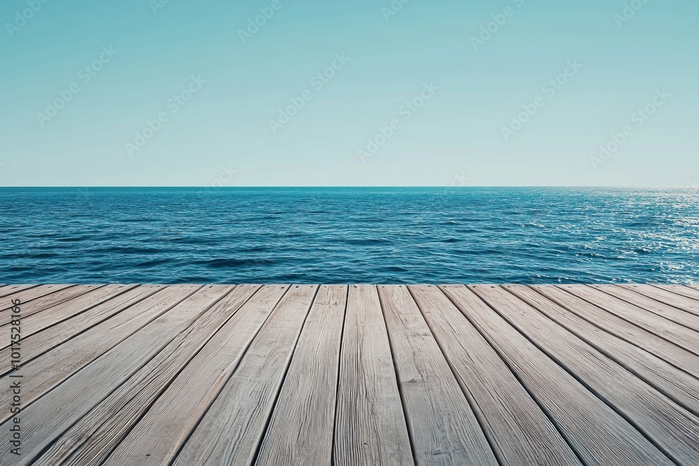 Tranquil Wooden Deck Overlooking the Sea Tranquil Wooden Deck Overlooking the Sea