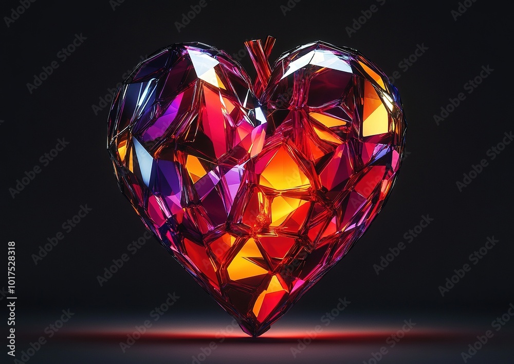 An Intricate Polygonal Heart Radiating Vibrant Colors in a Modern Abstract Design for Creative Use An Intricate Polygonal Heart Radiating Vibrant Colors in a Modern Abstract Design for Creative Use
