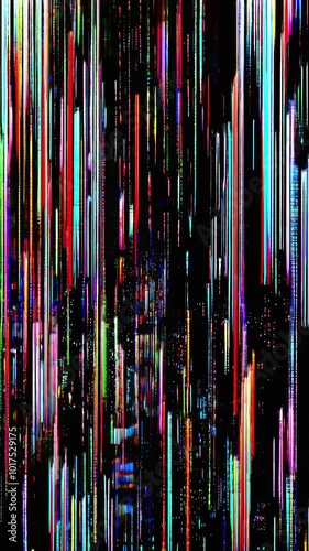 Vertical digital glitch effect, background. 4K
