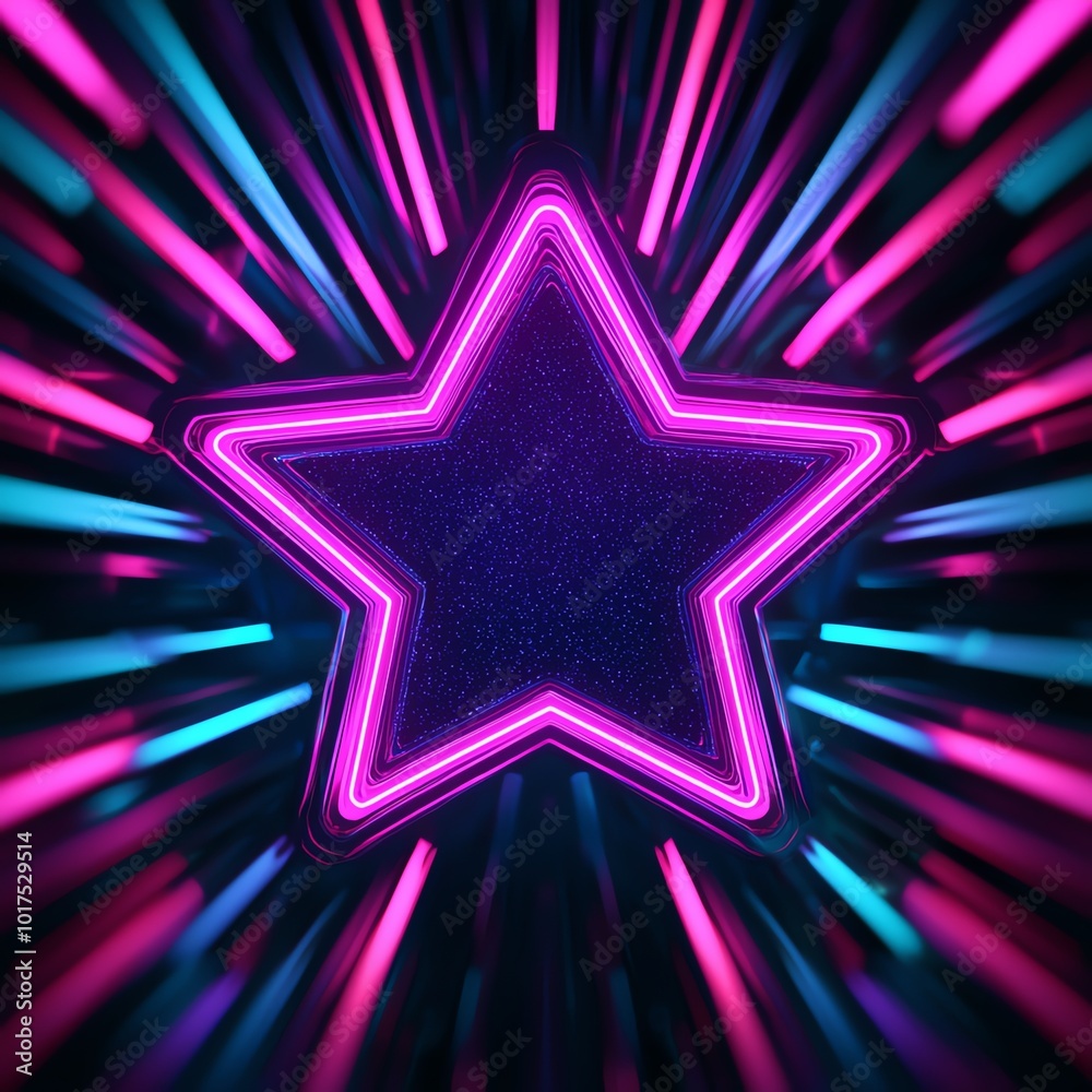 A vibrant neon star with colorful light beams radiating outward, creating a dynamic and eye-catching effect. A vibrant neon star with colorful light beams radiating outward, creating a dynamic and eye-catching effect.