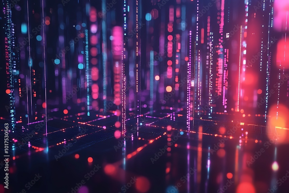 Fototapeta premium Abstract graphics of blockchain showcasing distributed networks for data storage.