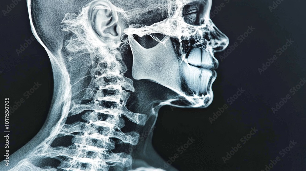Detail of neck and head x-ray image Detail of neck and head x-ray image