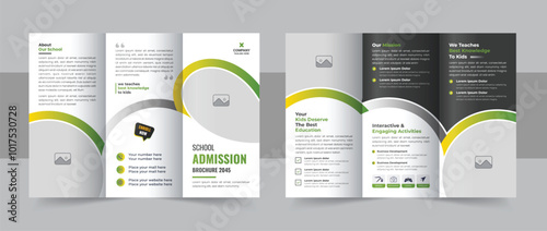 Modern school admission trifold brochure design or multicolor back to school admission trifold brochure template layout