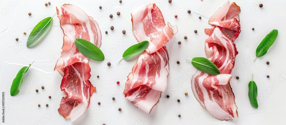 Bacon Slices Isolated on White Background Bacon Slices Isolated on White Background