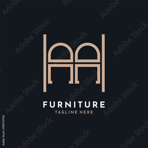 Letter AA Logo Design. Luxury AA Furniture Logo for Interior Decor and Home Decor
