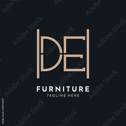 Letter DE Logo Design. Luxury DE Furniture Logo for Interior Decor and Home Decor