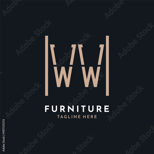 Letter WW Logo Design. Luxury WW Furniture Logo for Interior Decor and Home Decor