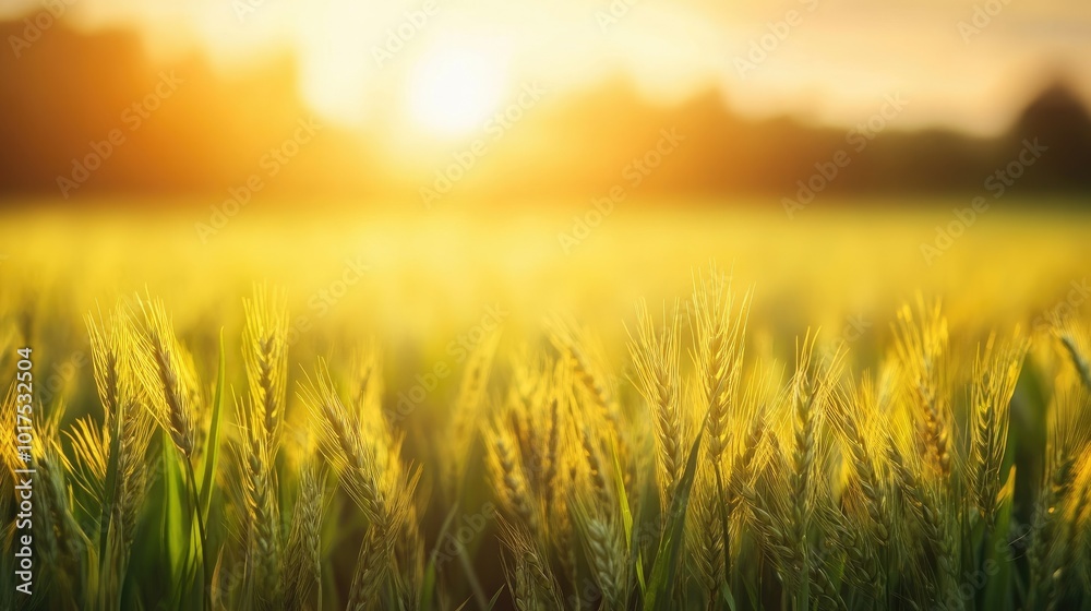 Golden wheat field at sunset, with the sun casting a warm glow over the ripe wheat stalks Golden wheat field at sunset, with the sun casting a warm glow over the ripe wheat stalks