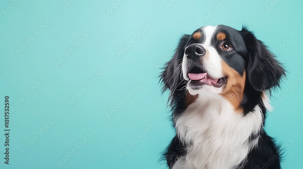 Funny Bernese mountain dog on color background Funny Bernese mountain dog on color background