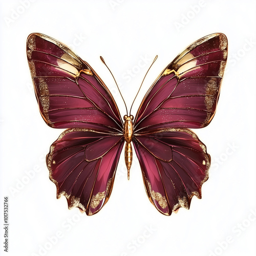 Realistic butterfly with golden accents
