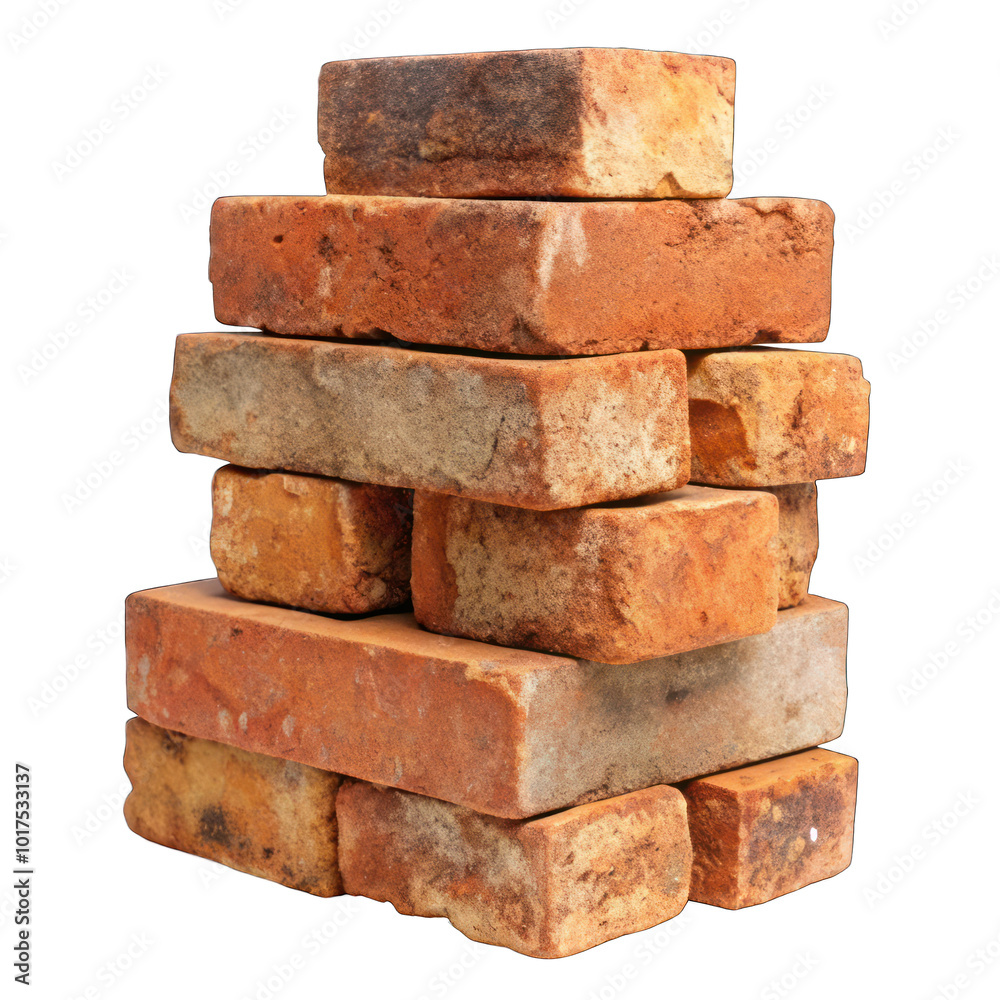 Stack of old bricks isolated on transparent background Stack of old bricks isolated on transparent background