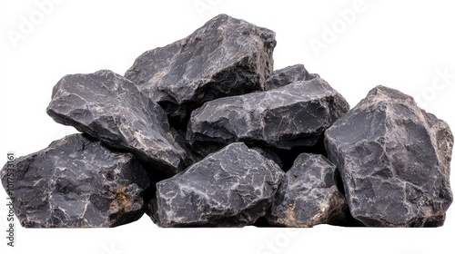 Pile of Gray Rocks Isolated on White Background Texture Stone Nature Design Element