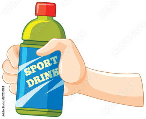 Hand Holding a Sports Drink Bottle