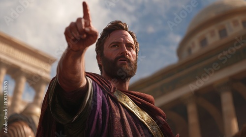 Biblical Illustration   Apostle Paul Preaching in Ancient Greece photo